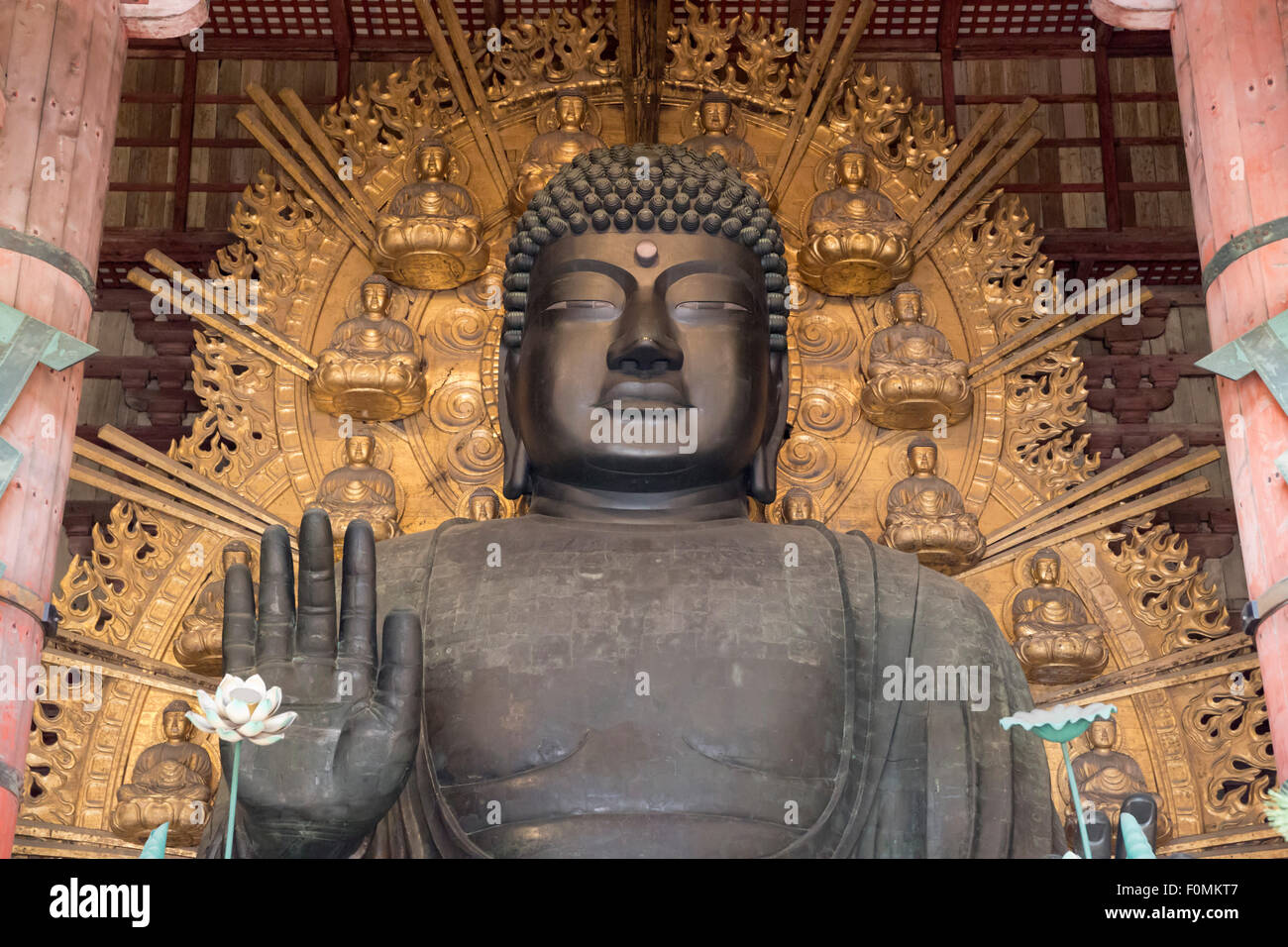 Daibutsu (Grande Buddha) all'interno del Daibutsu-den Hall di Tempio di Todai-ji (Tempio buddista), Nara, Kansai, Giappone, Asia Foto Stock