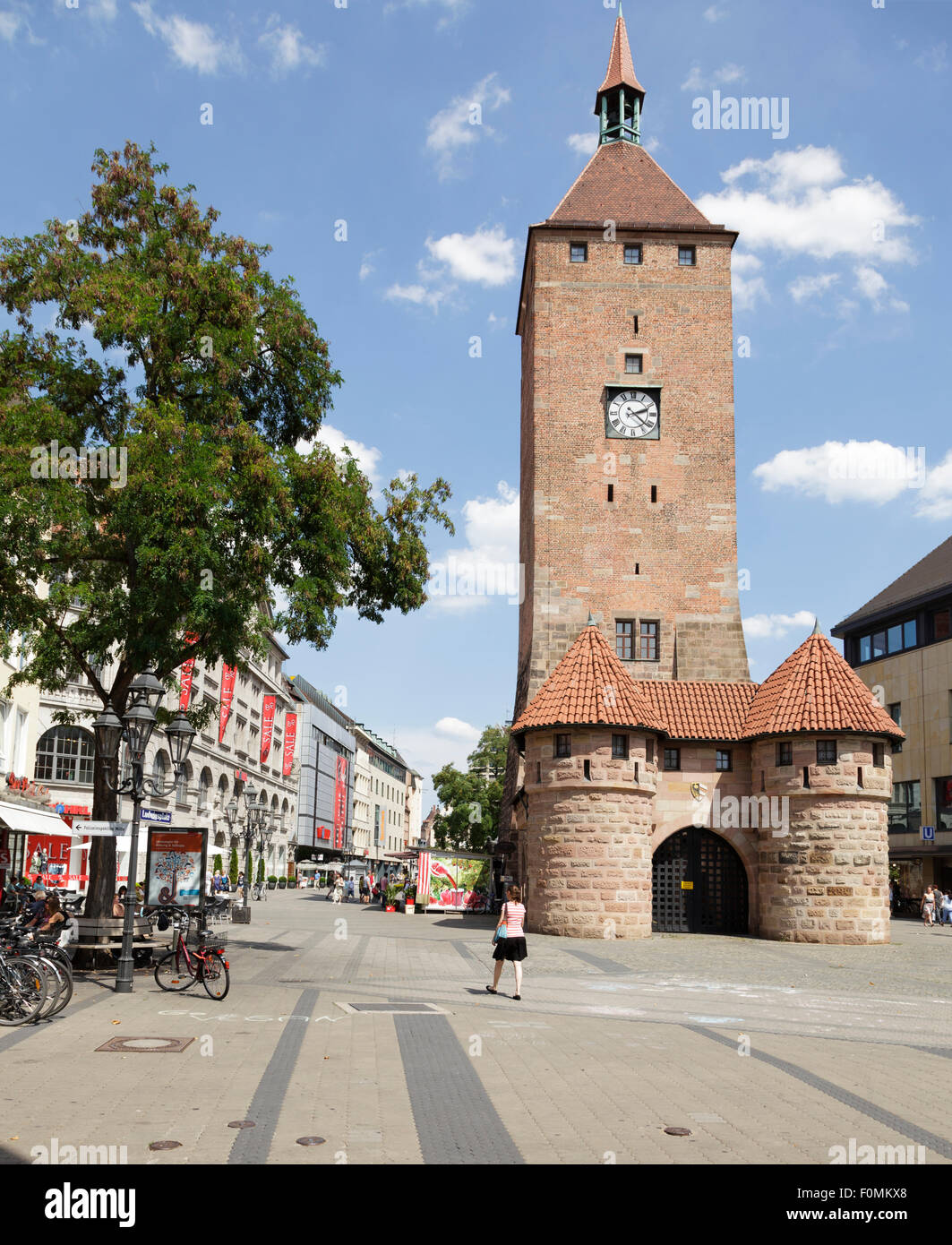 Weisser Turm Torre Bianca, Norimberga, Baviera, Germania Foto Stock