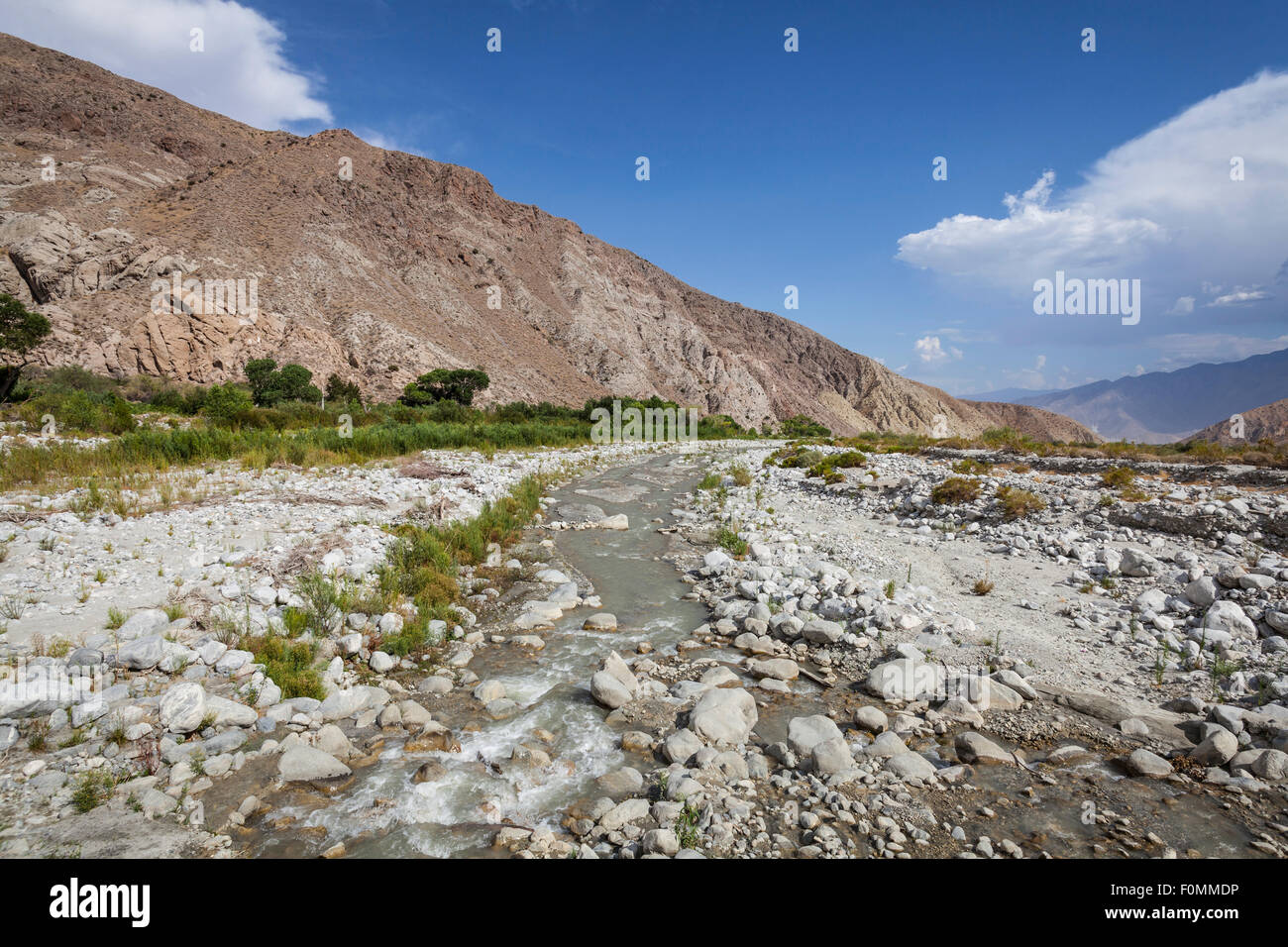 Deserto Mojave lavare run off vicino a Palm Springs in California del sud. Foto Stock