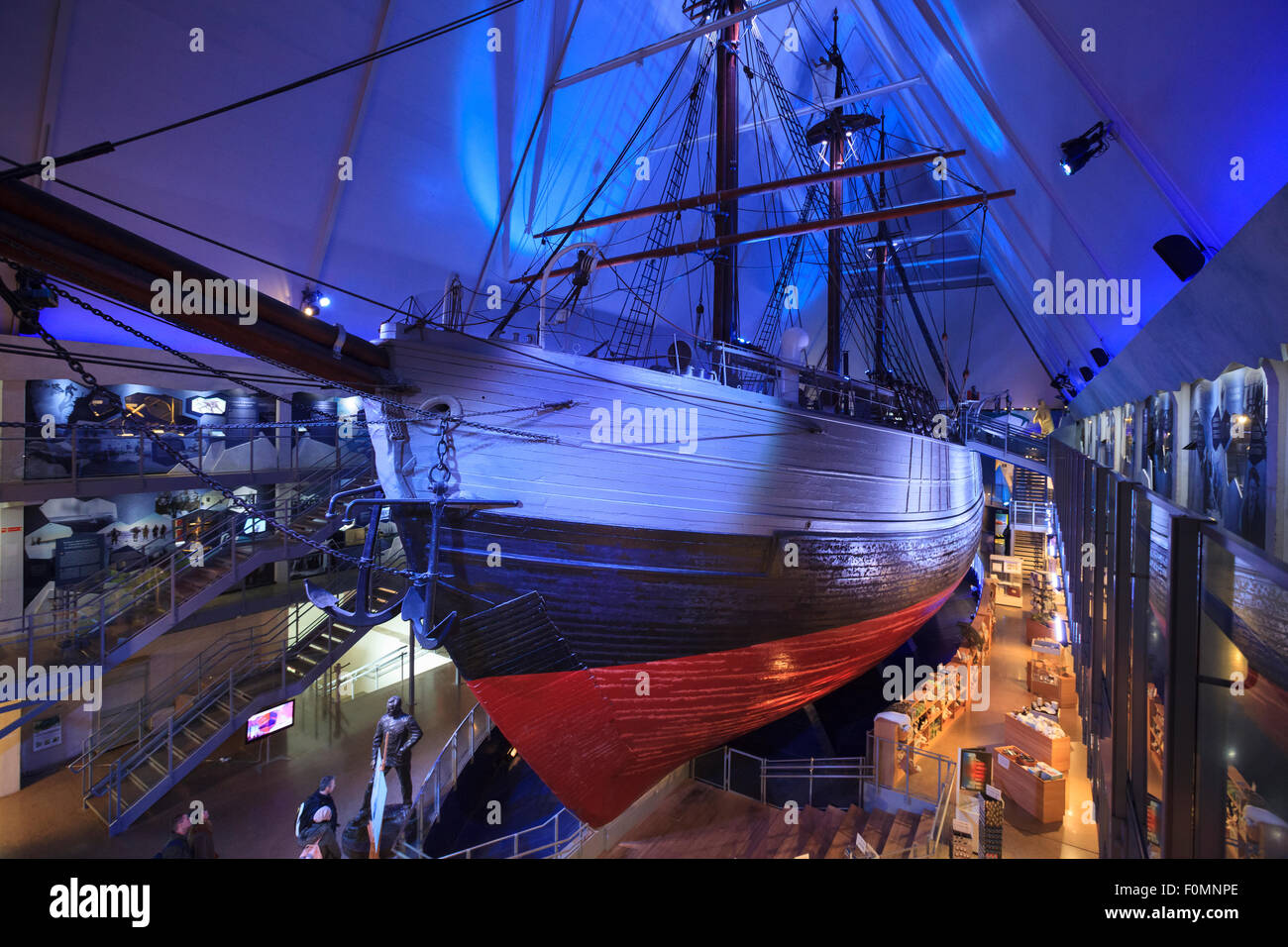 La Fram nave di ricerca visualizzato al Museo Fram. Oslo. La Norvegia. Foto Stock