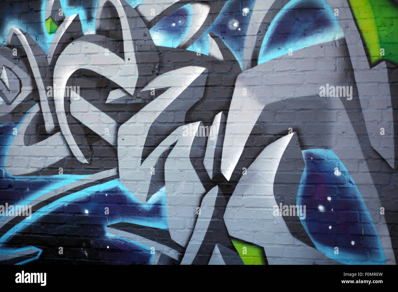 Una parete ricoperta di graffiti, dettaglio. La Danimarca. Foto Stock