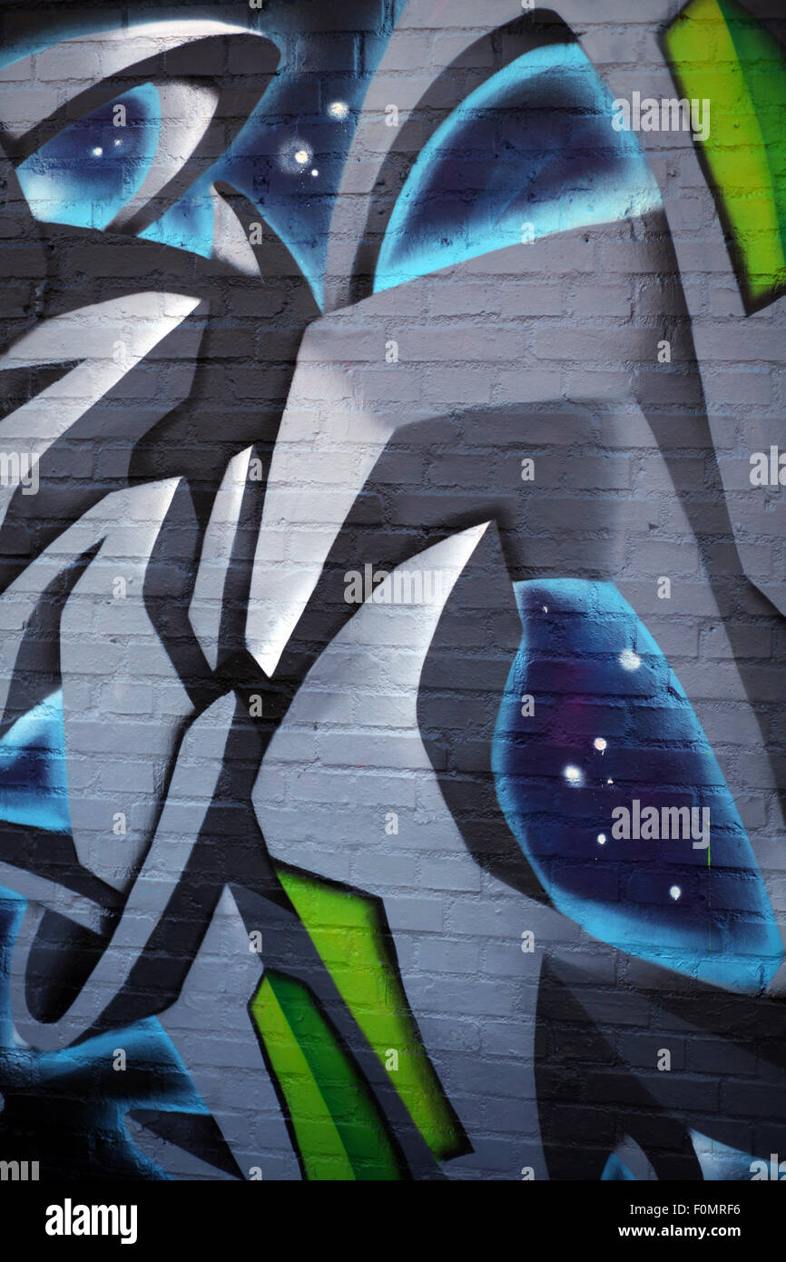 Una parete ricoperta di graffiti, dettaglio. La Danimarca. Foto Stock