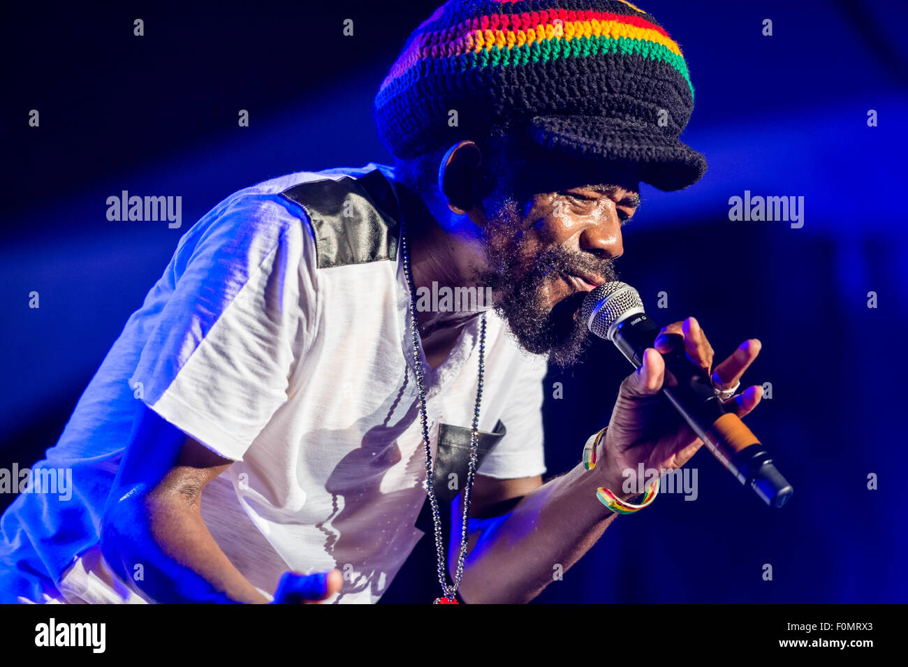 MONTREAL, Canada, 16 agosto 2015. Il tè di cacao si esibisce dal vivo al Montreal International Reggae Festival. © Marc Bruxelle/Alamy Live News Foto Stock