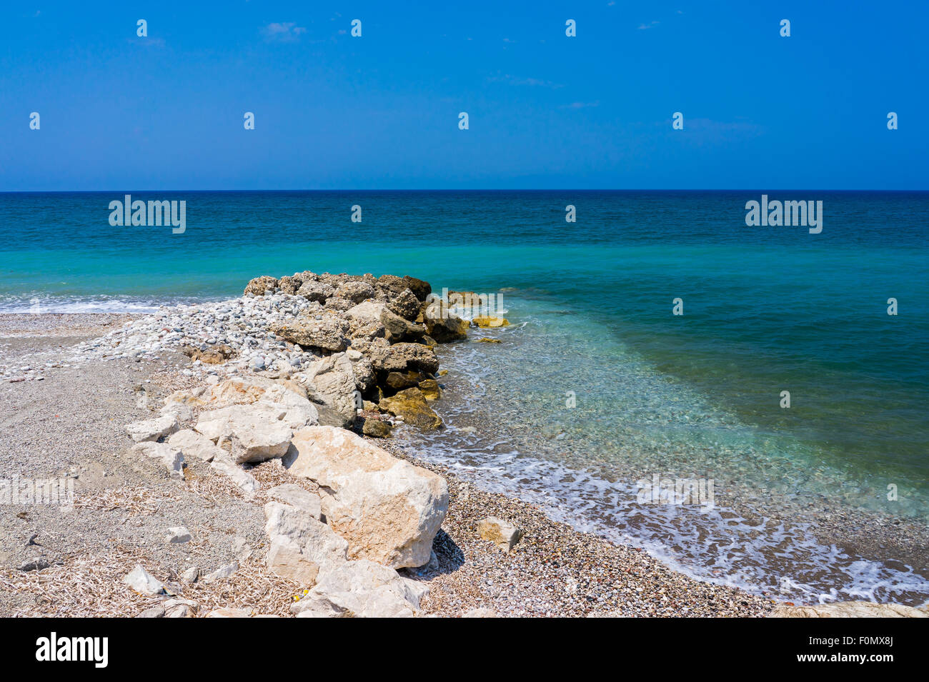 Soroni spiaggia sulla costa del Mar Egeo dell'isola di Rodi DODECANNESO Grecia Europa Foto Stock