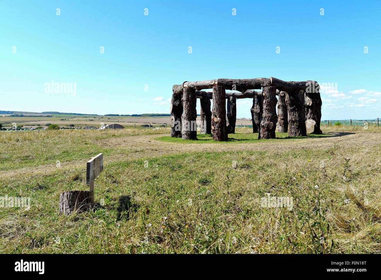 Monumento di Woodhenge nel campo su Worth Matravers Dorset Regno Unito Foto Stock