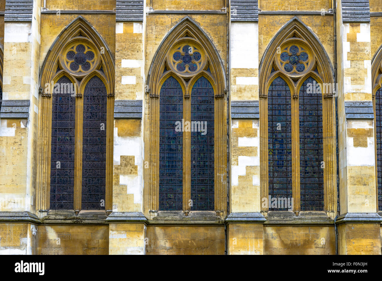 Dettagli architettonici dell'Abbazia di Westminster a Londra, Regno Unito Foto Stock