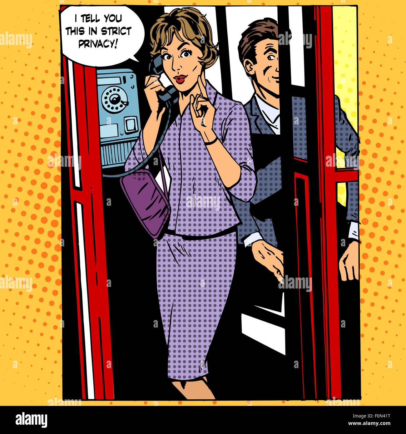 Privacy sorveglianza conversazione telefonica donna Illustrazione Vettoriale