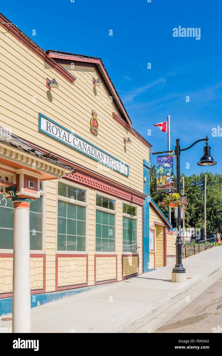 Il Royal Canadian Legion heritage building, Rossland, British Columbia, Canada Foto Stock