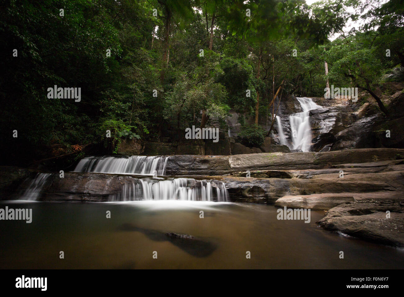 Cascata Beaituful deep inside Kerala foresta. Foto Stock