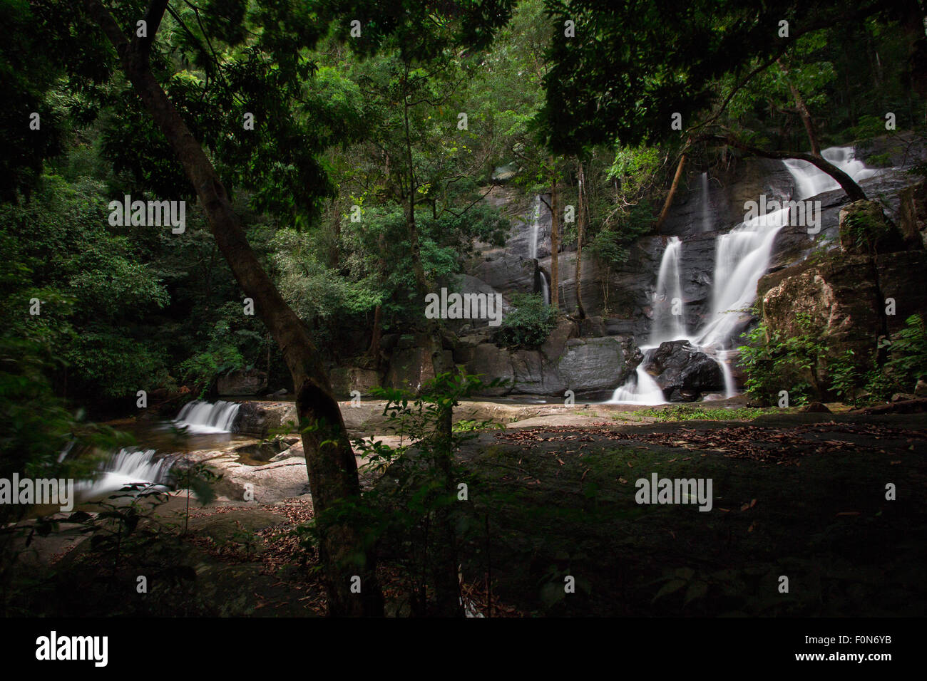 Cascata Beaituful deep inside Kerala foresta. Foto Stock