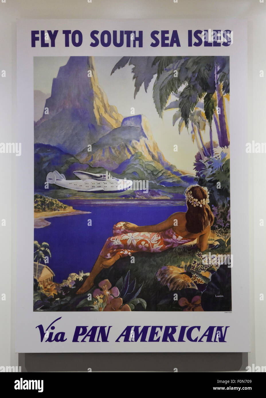 Vintage Pan American Airways Wold poster pubblicitario, circa trenta Foto Stock