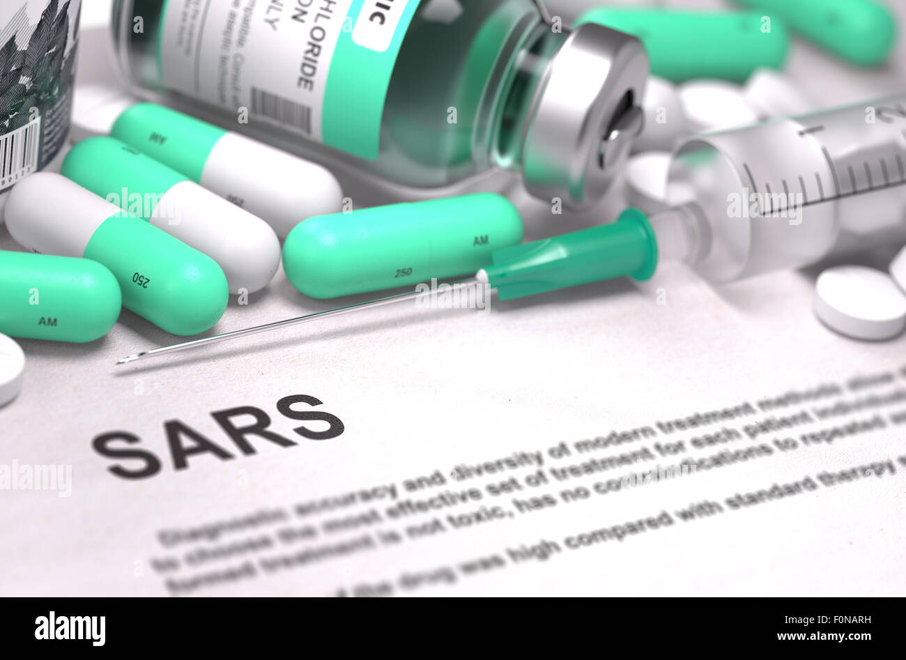 Diagnosi - LA SARS. Concetto medico con sfondo sfocato. Foto Stock