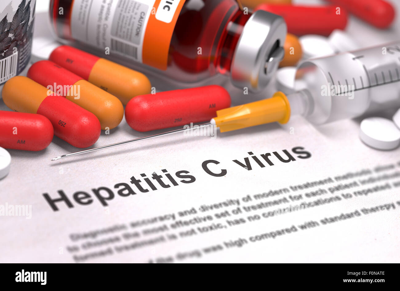 Diagnosi - il virus dell Epatite C . Concetto medico. 3D Render. Foto Stock