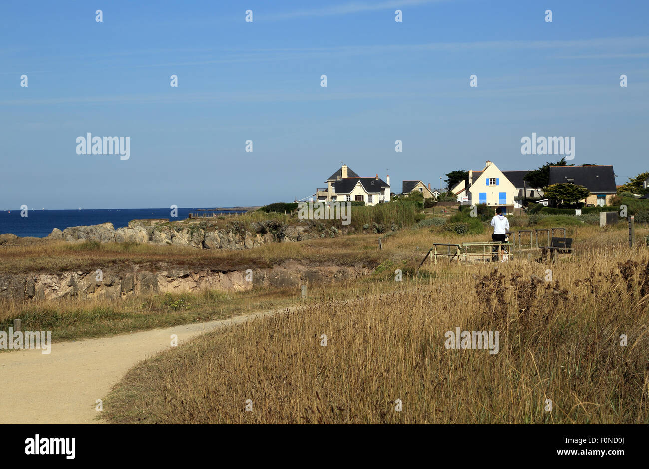 Vista lungo Boulevard des Korrigans, Le Pouliguen, Loire Atlantique, Francia, Europa Foto Stock