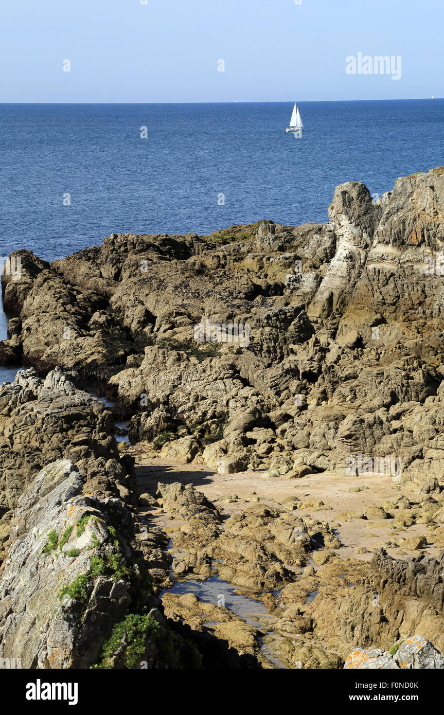 Baie du tigna, Boulevard des Korrigans, Le Pouliguen, Loire Atlantique, Francia, Europa Foto Stock