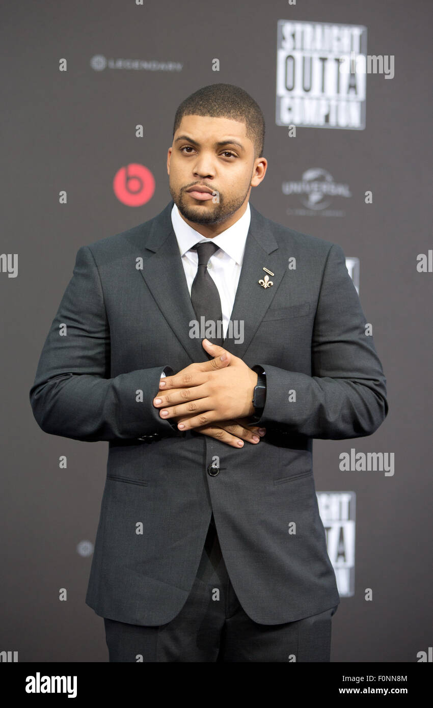 Berlino, Germania. 18 Agosto, 2015. Attore O'Shea Jackson Jr. arriva a premiere europeo del film 'Diritto Outta Compton" di Berlino, Germania, 18 agosto 2015. Foto: Joerg Carstensen/dpa/Alamy Live News Foto Stock