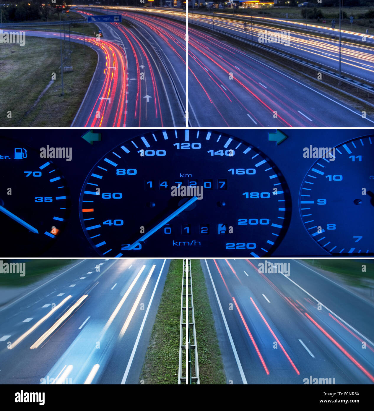 Velocità autostrada collage Foto Stock