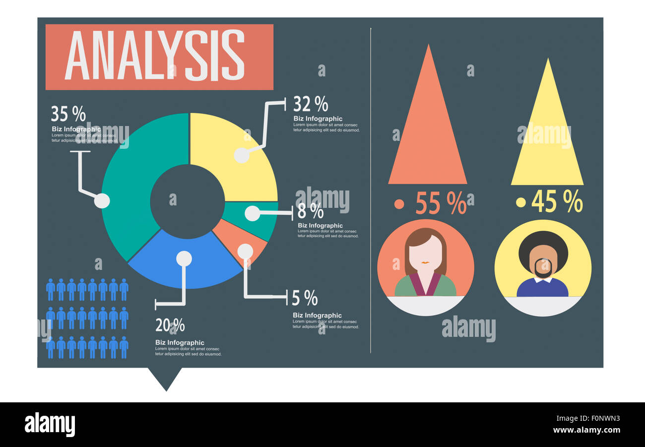 Analisi di marketing analitico condivisione schema grafico di concetto Foto Stock