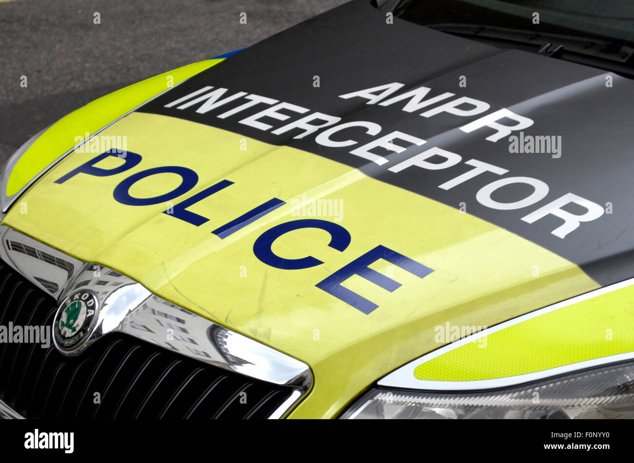 Auto della Polizia cofano Foto Stock