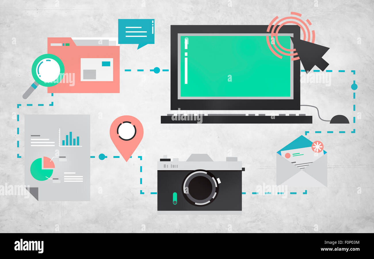 La tecnologia Media Social network il concetto di connessione Foto Stock