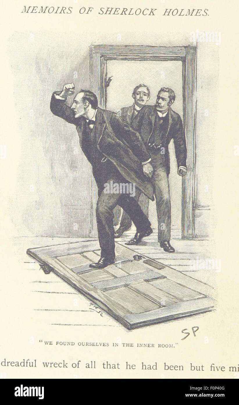 Immagine tratta da pagina 84 di "The Memoirs of Sherlock Holmes", con un'illustrazione delle storie di Arthur Conan Doyle, che cattura il famoso detective Sherlock Holmes in azione durante le sue indagini. Foto Stock