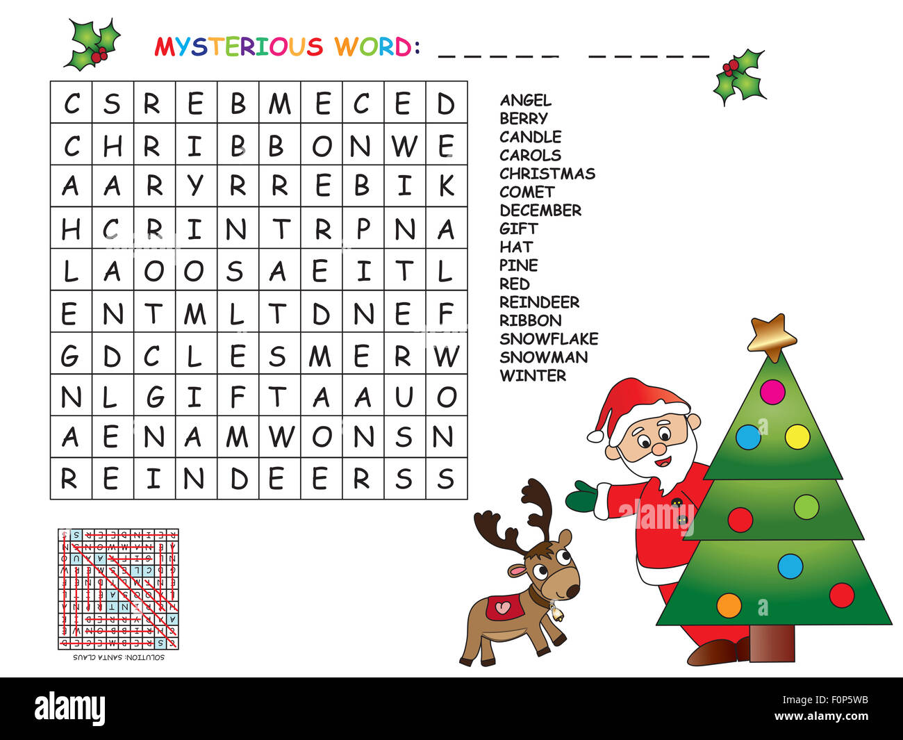 Gioco per bambini : Trovare tutte le parole (orizzontale, verticale e  diagonale). Utilizzare le lettere restanti per trovare la parola misteriosa  Foto stock - Alamy