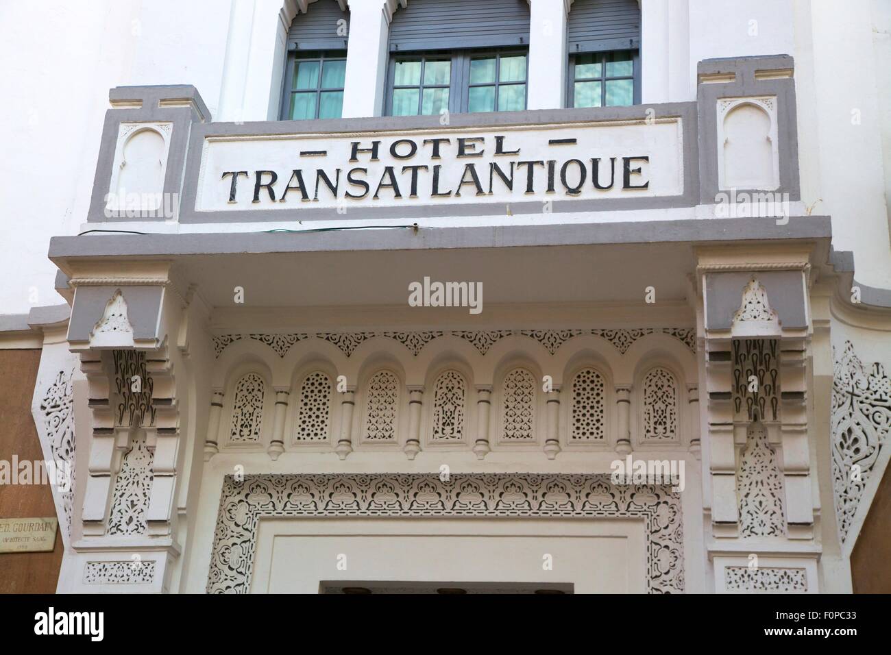 1922 Hotel Transatlantique con Art Deco esterni architettonici, Casablanca, Marocco, Africa del Nord Foto Stock