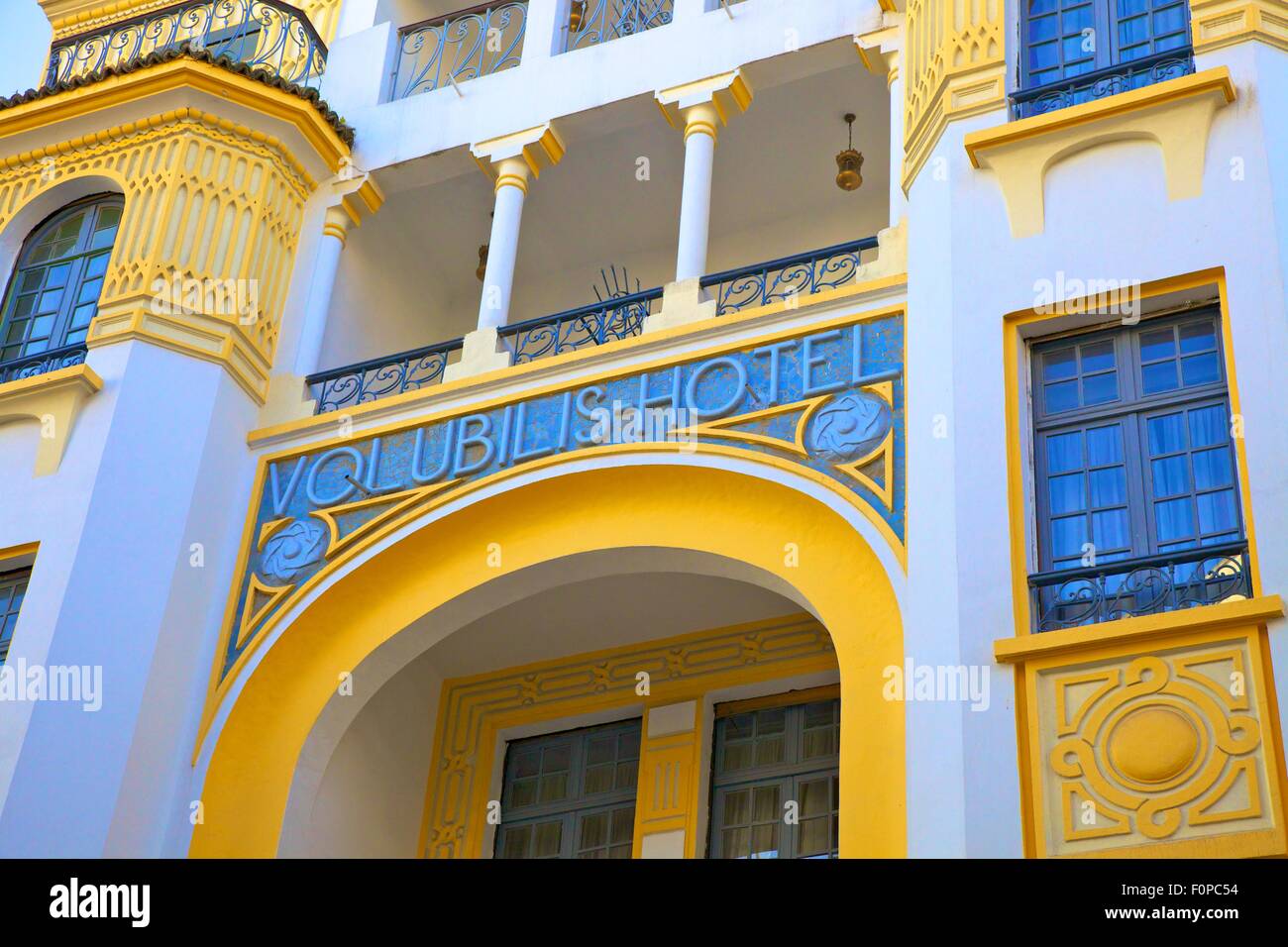Hotel Volubilis con esterni Art Deco, Casablanca, Marocco, Africa del Nord Foto Stock