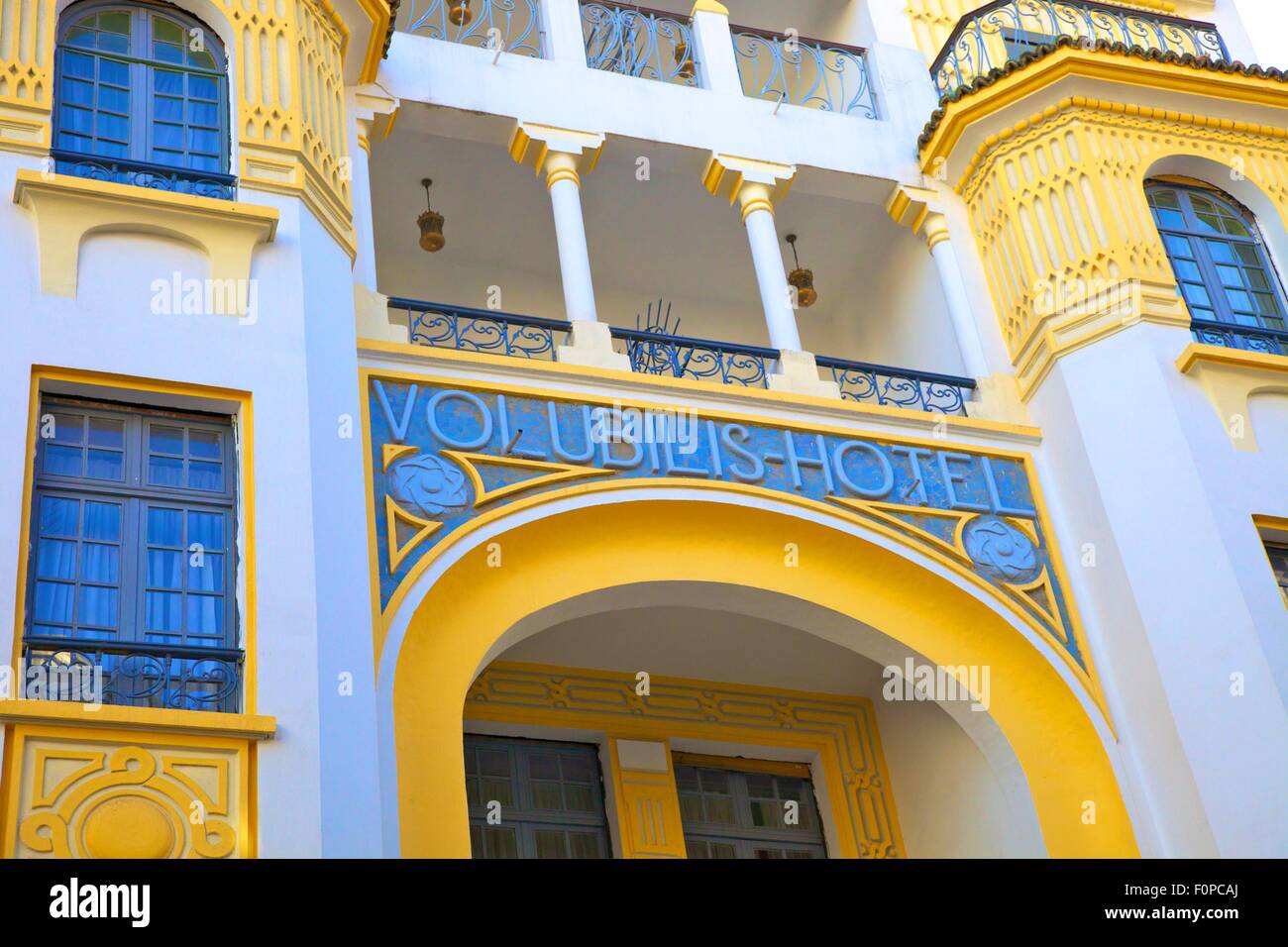 Hotel Volubilis con esterni Art Deco, Casablanca, Marocco, Africa del Nord Foto Stock