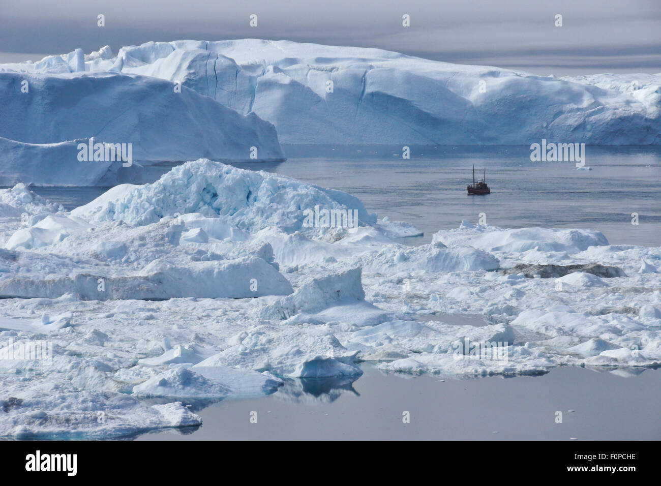 Iceberg nella baia di Disko, Ilulissat, Groenlandia occidentale Foto Stock