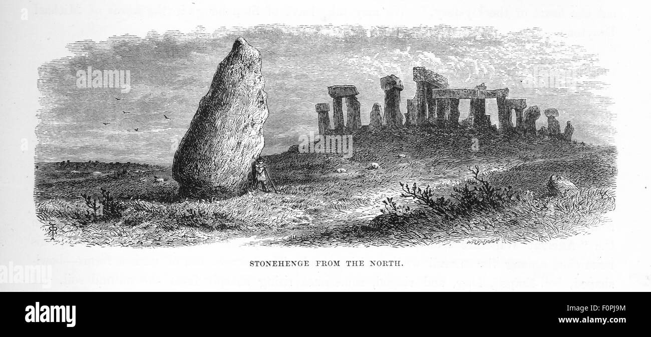 Stonehenge sulla Piana di Salisbury vicino a Amesbury incisione Foto Stock