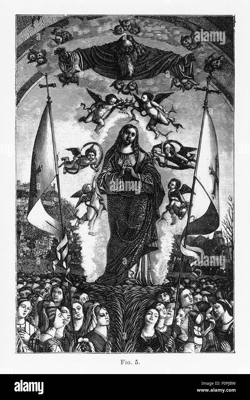 L'abbellimento di Sant'Orsola il simbolismo cristiano incisione Foto Stock