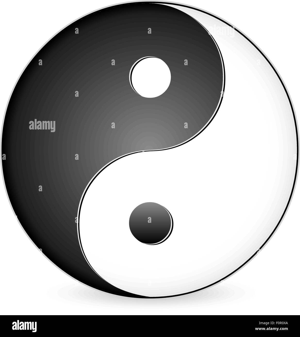 Yin-yang tao simbolo su uno sfondo bianco. Illustrazione Vettoriale. Illustrazione Vettoriale
