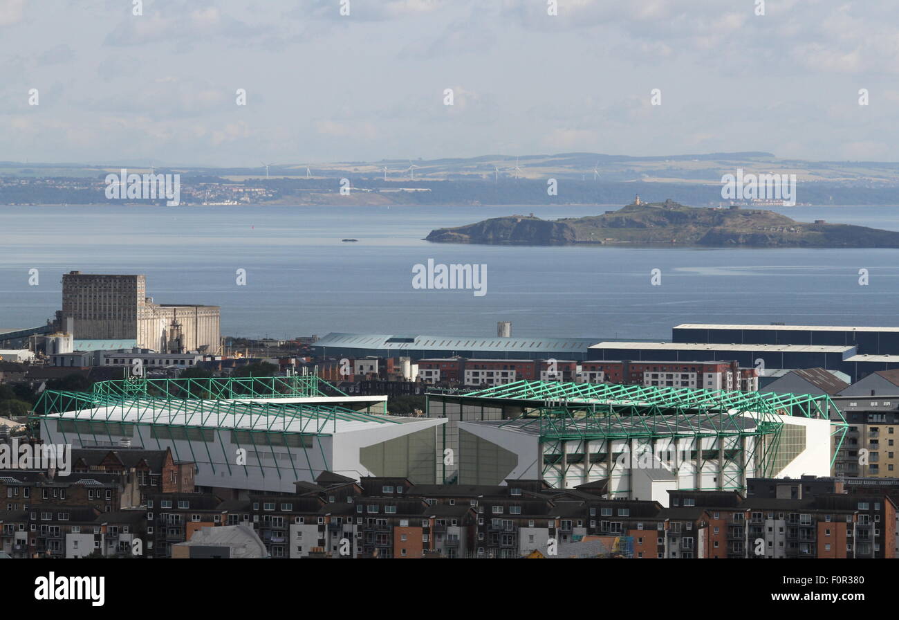 Easter Road Stadium Hibernian FC Edimburgo e Scozia Inchkeith Agosto 2015 Foto Stock