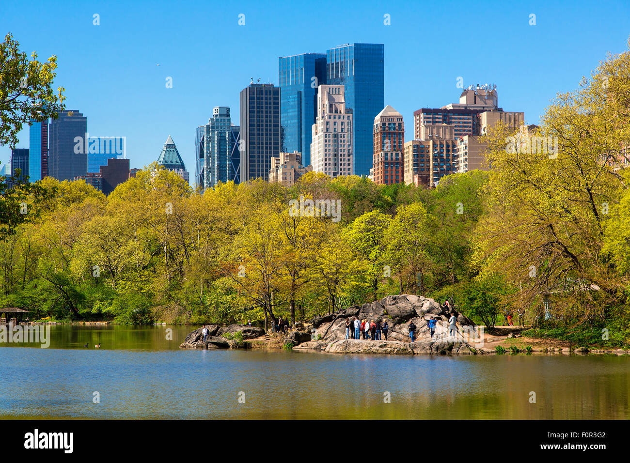 La città di New York skyline da Central Park Foto Stock