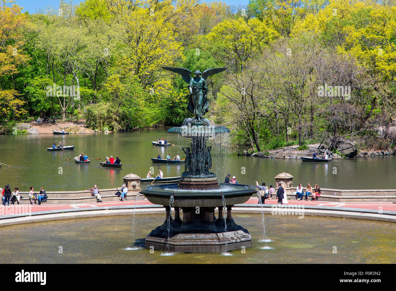 La città di New York, Bethesda Fontana nel parco centrale Foto Stock