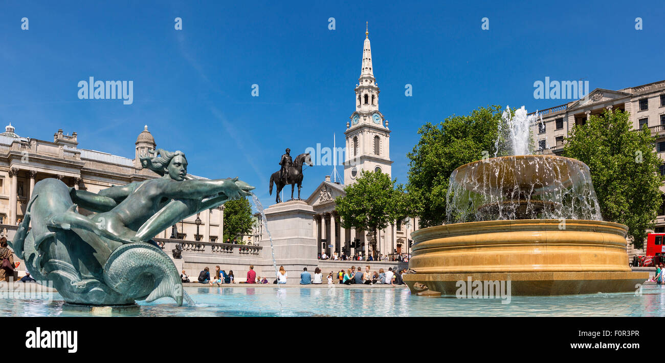 Londra, Trafalgar Square e la Galleria Nazionale Foto Stock