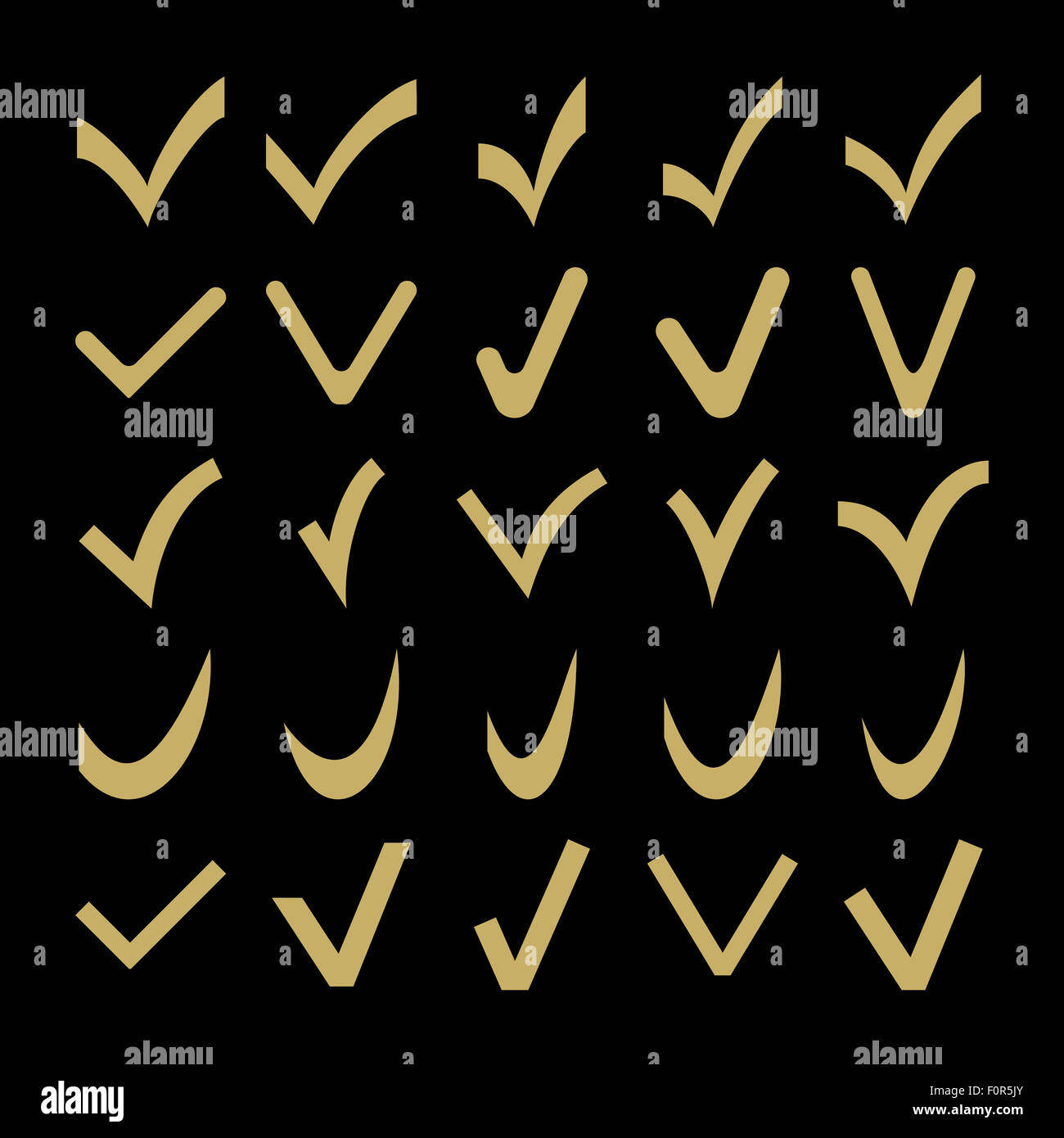 Set di Nizza golden diversi segni di spunta Foto Stock