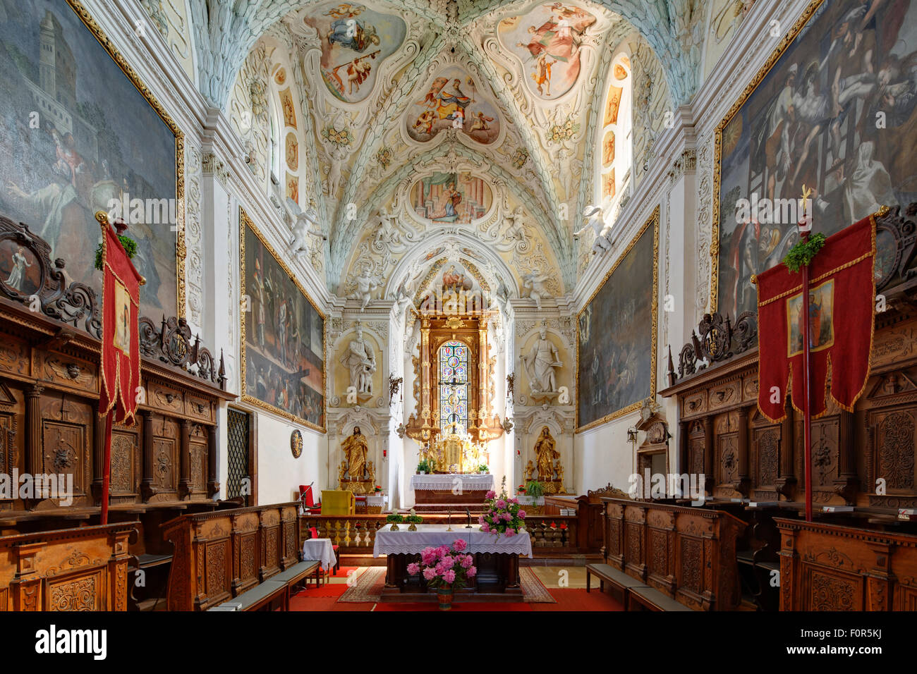 Coro della chiesa Collegiata Ardagger Stift, Mostviertel, Austria Inferiore, Austria Foto Stock