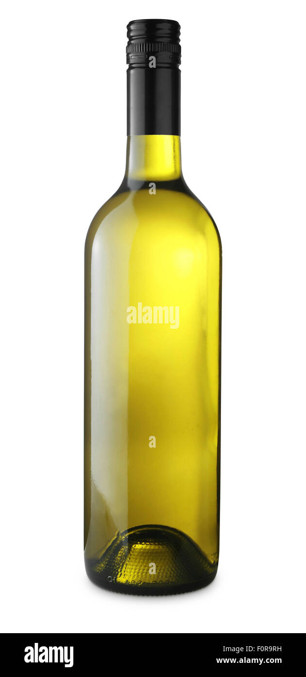 Vino bianco bottiglia isolato su bianco con tracciato di ritaglio Foto Stock