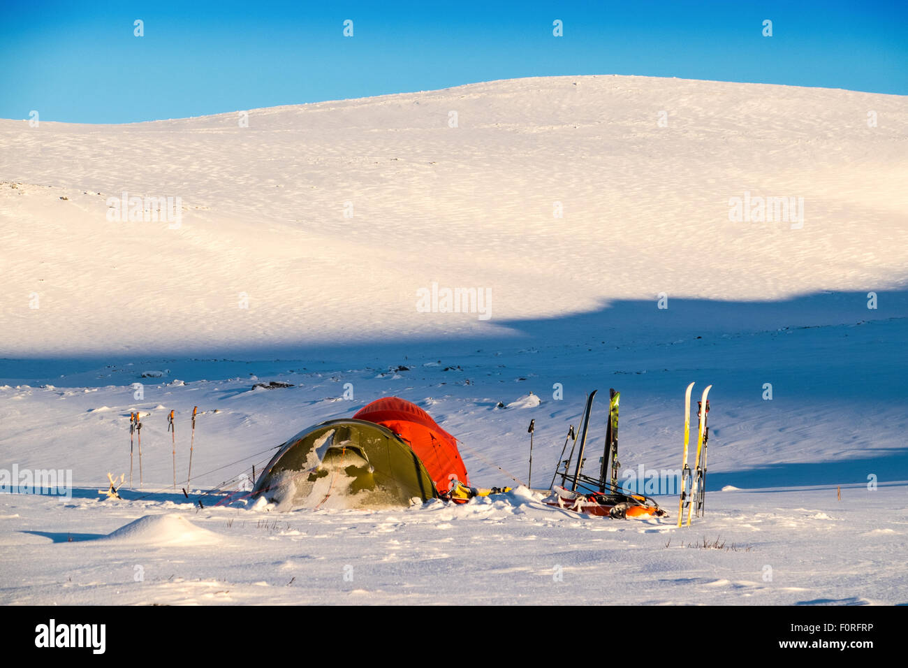 Ski-tourer tende in Dovre National Park, Norvegia Foto Stock