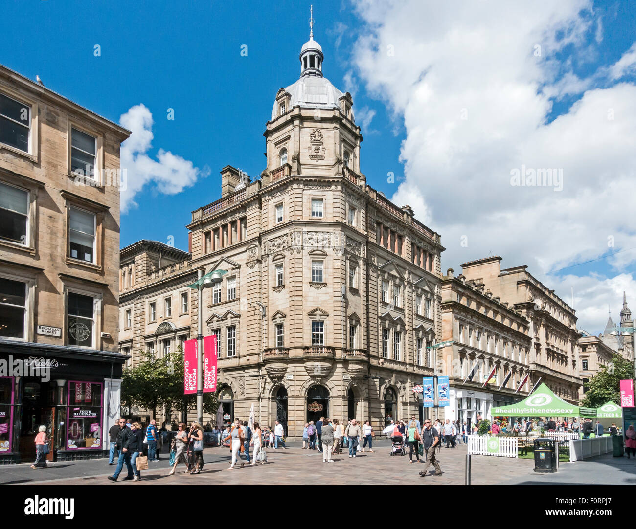 Buchanan Street a Glasgow Scozia con Gordon Street a sinistra Foto Stock