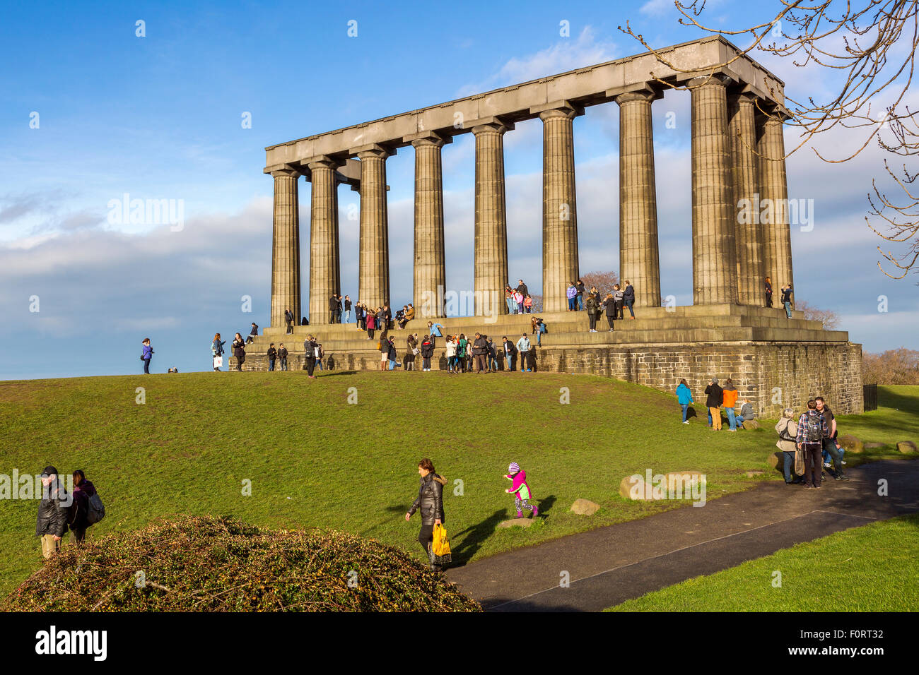 Monumento nazionale su Calton Hill, Edimburgo, città di Edimburgo, Scozia, Regno Unito, Europa. Foto Stock
