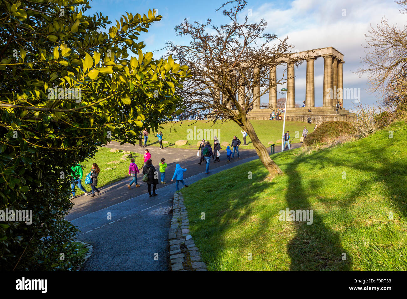 Monumento nazionale su Calton Hill, Edimburgo, città di Edimburgo, Scozia, Regno Unito, Europa. Foto Stock