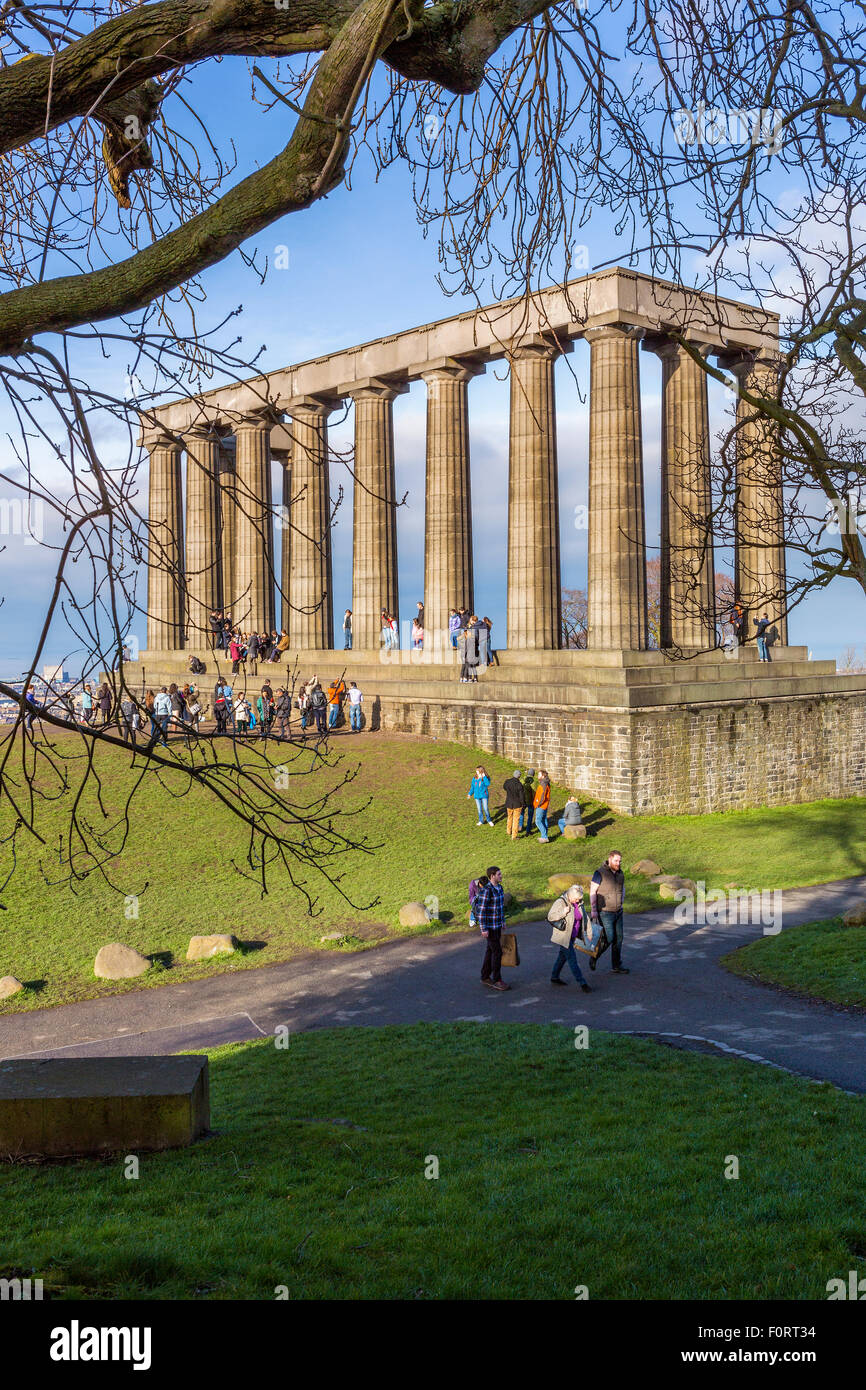 Monumento nazionale su Calton Hill, Edimburgo, città di Edimburgo, Scozia, Regno Unito, Europa. Foto Stock