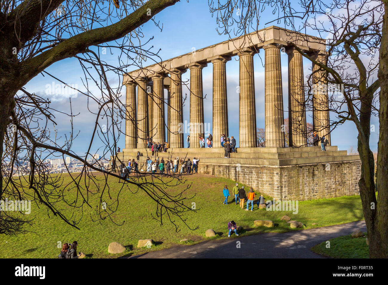Monumento nazionale su Calton Hill, Edimburgo, città di Edimburgo, Scozia, Regno Unito, Europa. Foto Stock