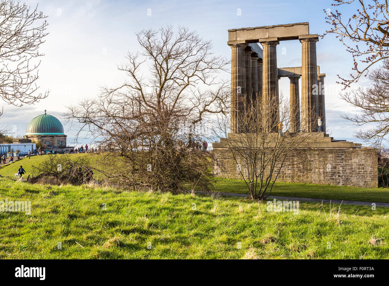 Monumento nazionale su Calton Hill, Edimburgo, città di Edimburgo, Scozia, Regno Unito, Europa. Foto Stock