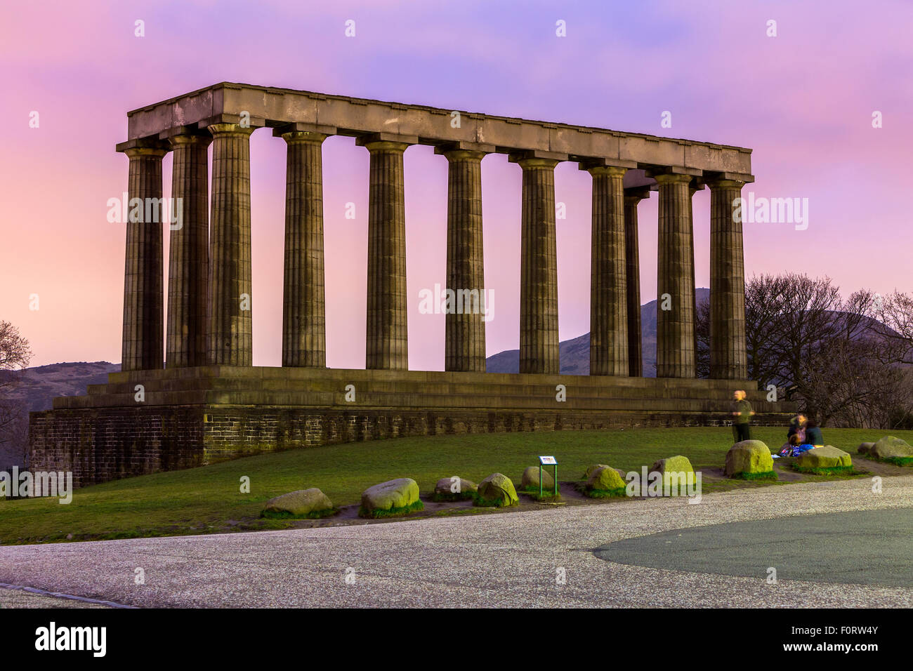 Monumento nazionale su Calton Hill, Edimburgo, città di Edimburgo, Scozia, Regno Unito, Europa. Foto Stock