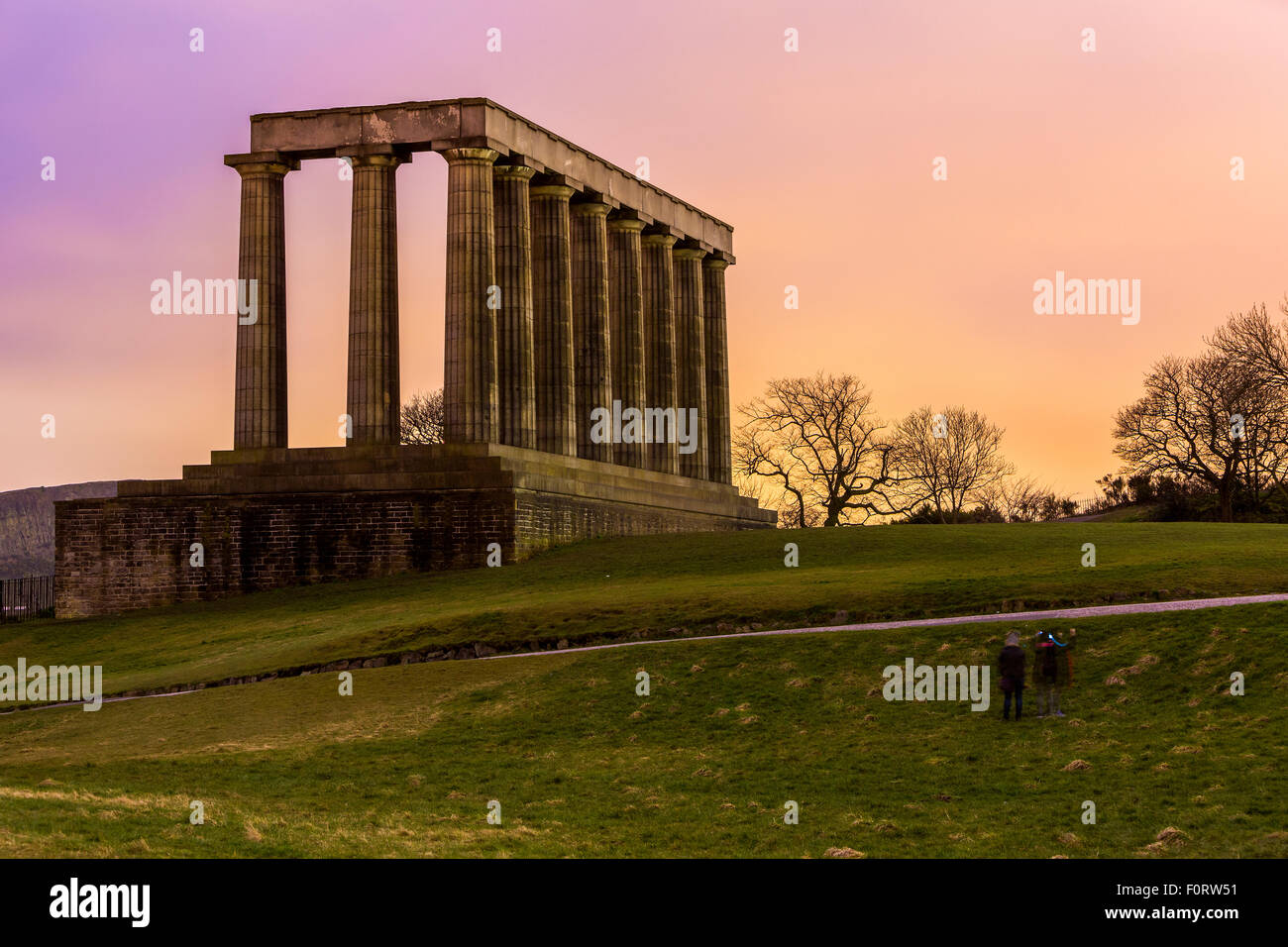 Monumento nazionale su Calton Hill, Edimburgo, città di Edimburgo, Scozia, Regno Unito, Europa. Foto Stock
