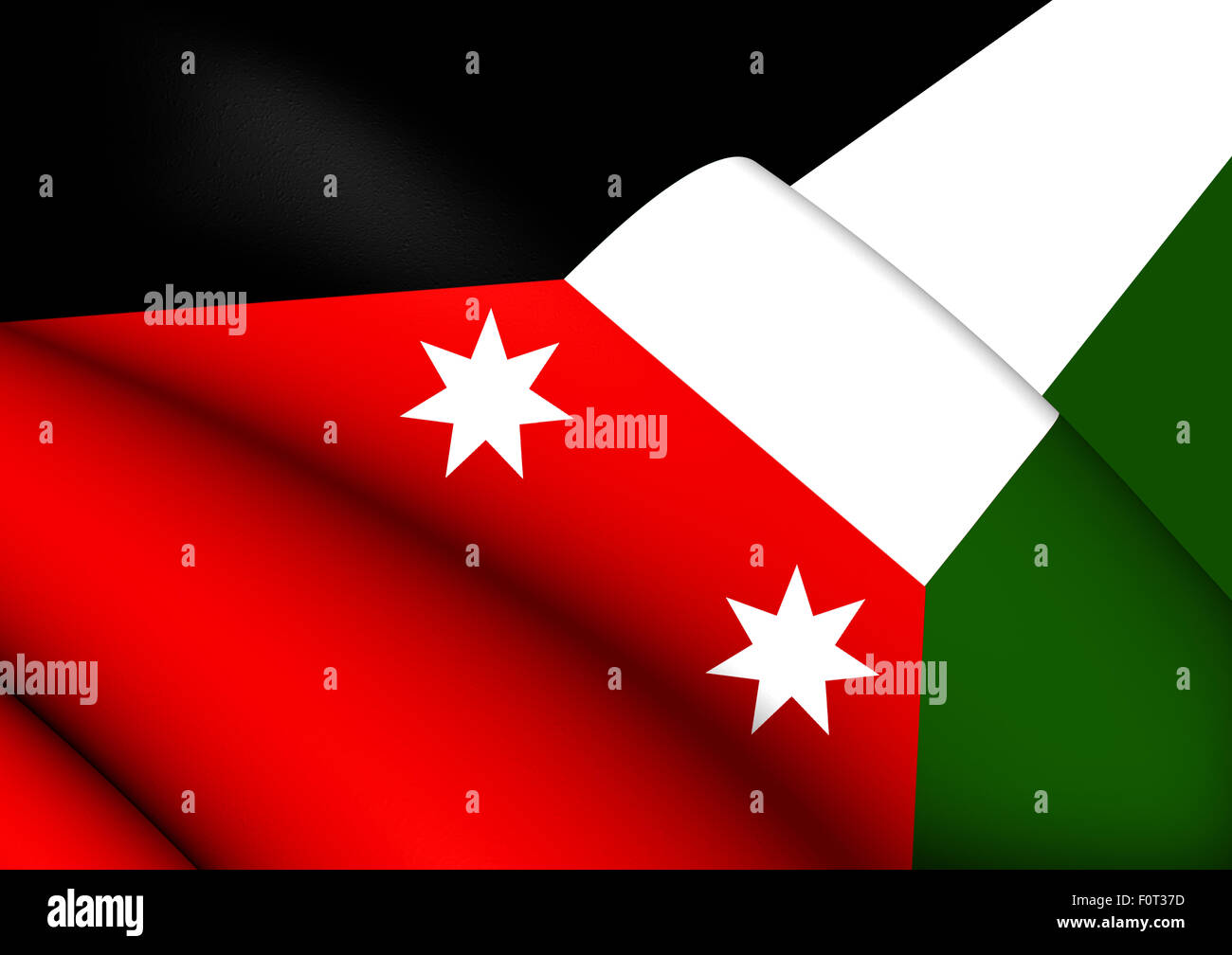 3D bandiera dell'Iraq (1924-1959). Close up. Foto Stock